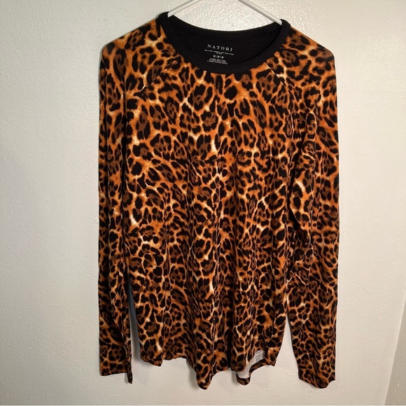 Natori Animal Print Long Sleeve T-Shirt M - Picture 4 of 11